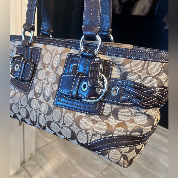 🤎COACH Vintage Soho Signature Jacquard Double Handle Shoulder Bag🤎EUC - Picture 11 of 17